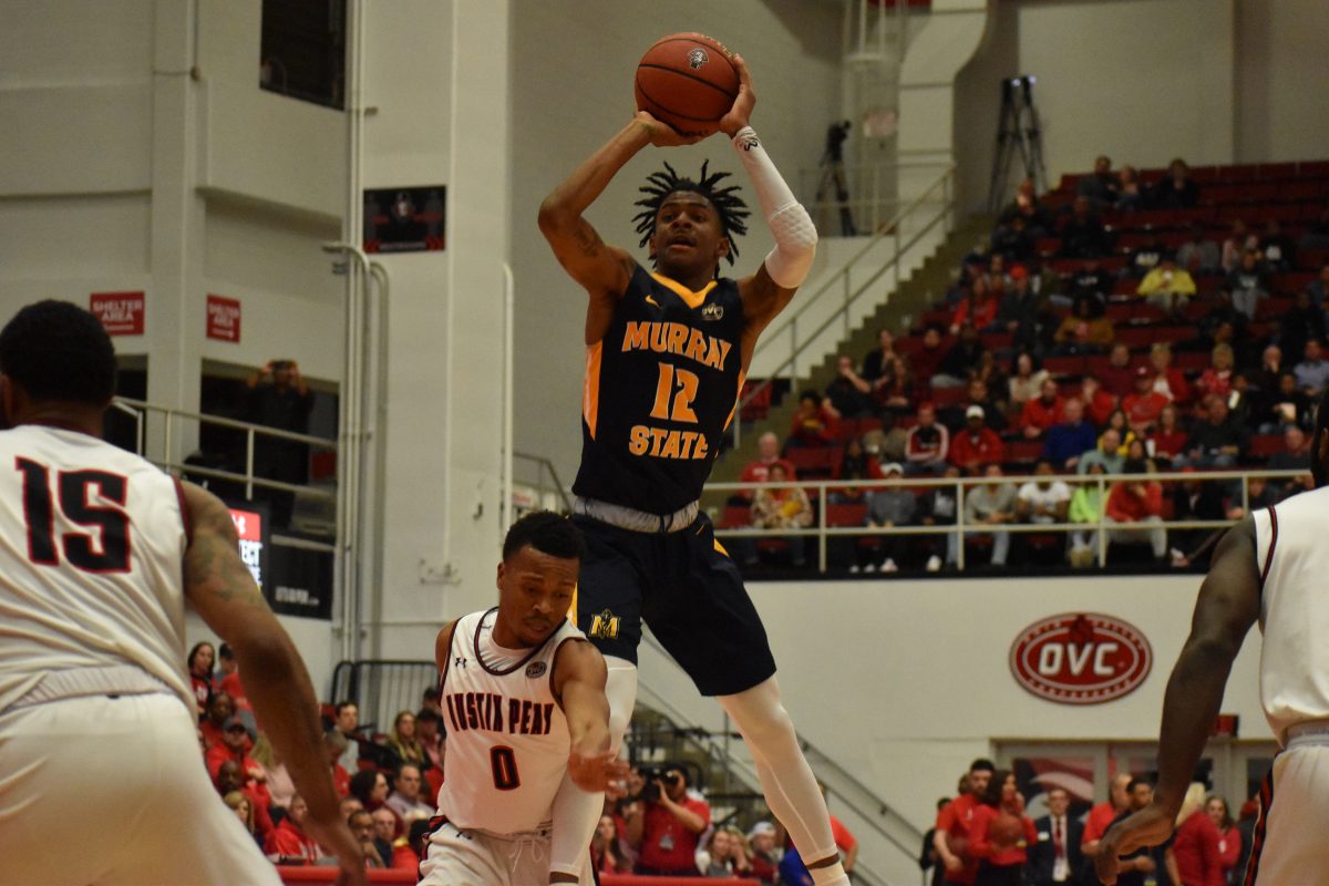 APSU tries to find a way to slow down Ja Morant in the Govs loss to rivals Mu**ay State on Thursday, Feb. 14. ANGEL POWELL | THE ALL STATE