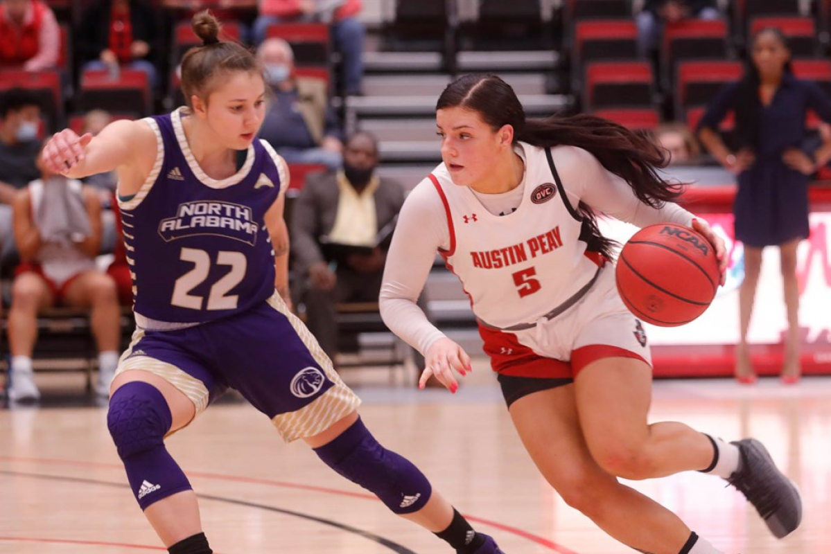 Kasey Kidwell played for the first time this season in a 74-58 win over North Alabama. ROBERT SMITH | APSU ATHLETICS