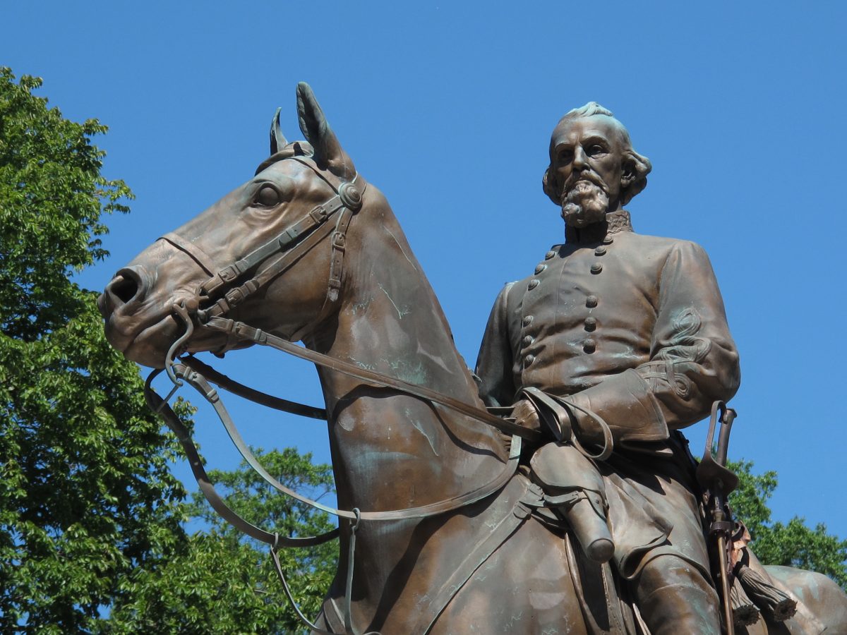 FILE - In this Aug. 18, 2017, file photo, a statue of Confederate Gen. Nathan Bedford Forrest sits in a park in Memphis, Tenn. The Republican-dominated House in Tennessee has voted to punish the city of Memphis for removing Confederate monuments by taking $250,000 away from the city that would have been used for planning a bicentennial celebration in 2019. (AP Photo/Adrian Sainz, File)