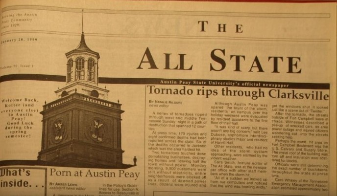 The All State: Jan. 20, 1999, first publication of tornado coverage