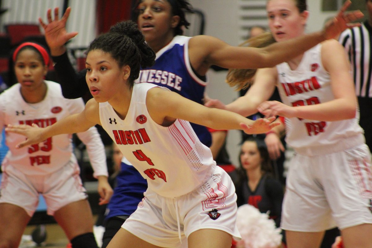 Arielle Gonzalez-Varner works to contain the Tigers defense in APSU's 74-47 win over Tennessee State on Thursday, Jan. 24 BRIANNA ELLIOT | THE ALL STATE