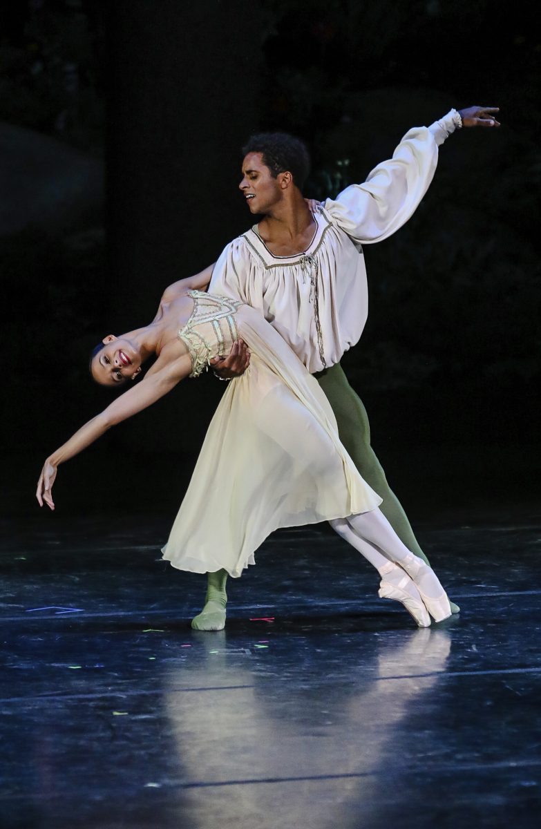 Misty Copeland and Herman Cornejo, of the American Ballet Theatre, perform "Romeo and Juliet" for the first night of International Evenings of Dance for the Vail Dance Festival on Friday, Aug. 3, 2018, in Vail, Colo. (Chris Dillmann/Vail Daily via AP)