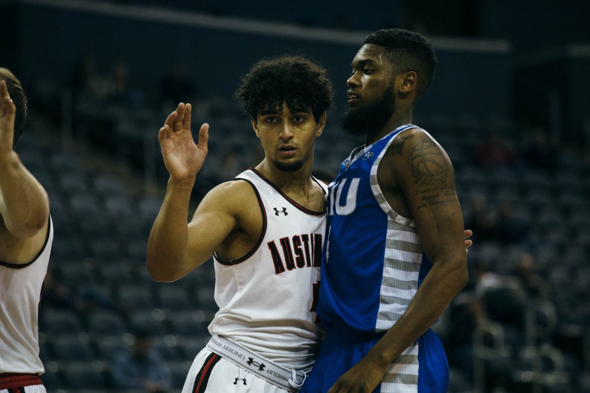 Dayton Gumm competes in the 2018 Ohio Valley Conference Tournament quarterfinal round against  Eastern Illinois in Evansville, Indiana. STAFF PHOTOGRAPHER | THE ALL STATE