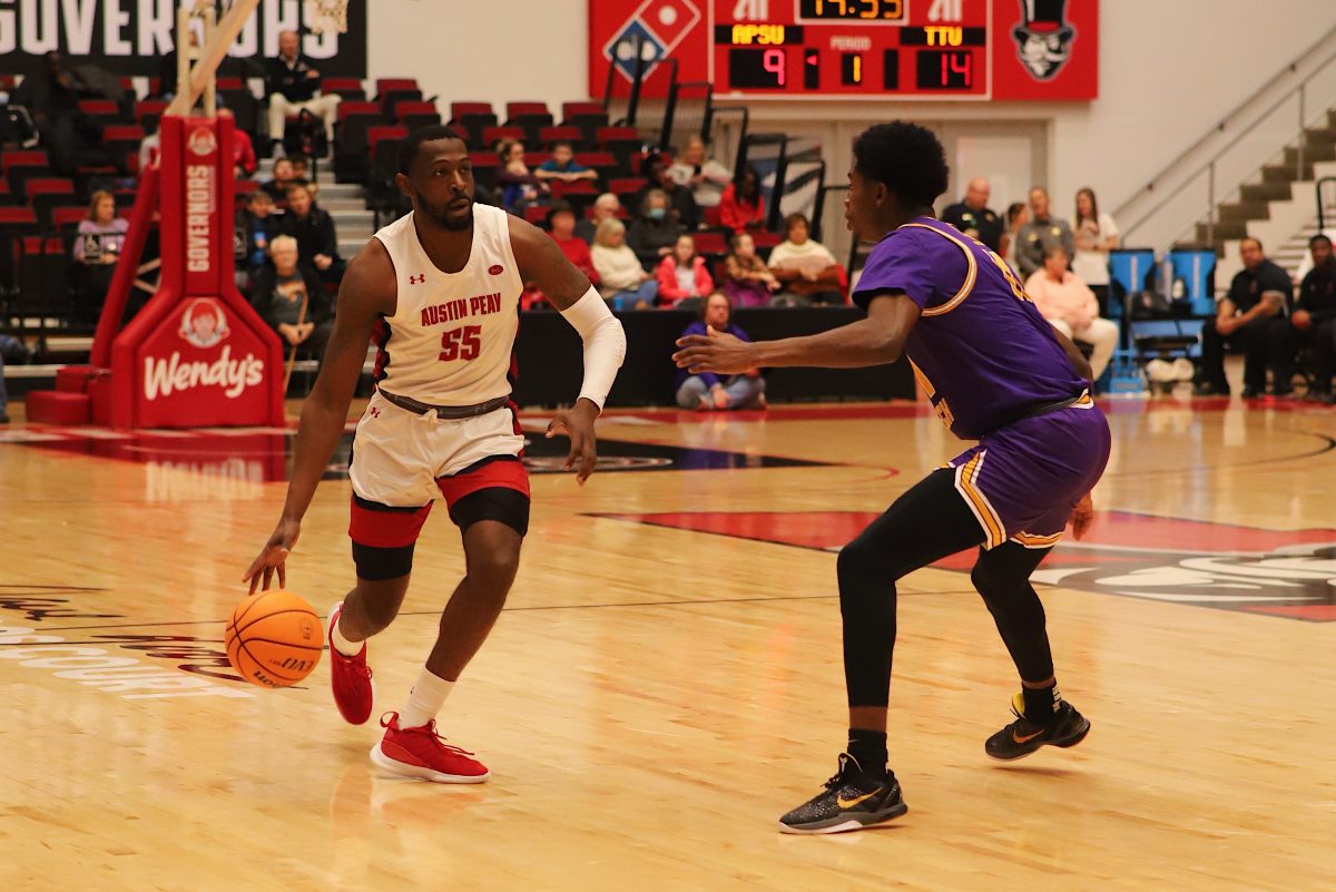 APSU's Tariq Silver moves down the court at the APSU vs. TTU basketball game on Saturday February 19. ZOE MILLS|THE ALLSTATE