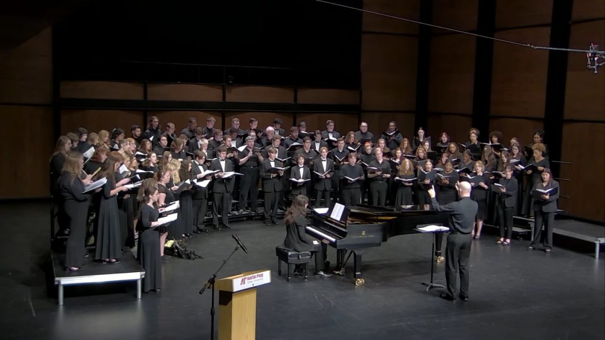 The Austin Peay State University’s Choir, Choirs of Volunteer State Community College and Mt. Juliet High School with Conductor Korre Foster and piano accompanist Jan Corrothers.
