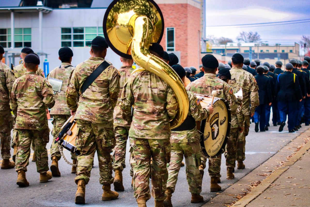 The 101st Airborne Division (Air Assault) Band from Fort Campbell, Kentucky, joined the 79th Annual Homecoming Parade yesterday morning.