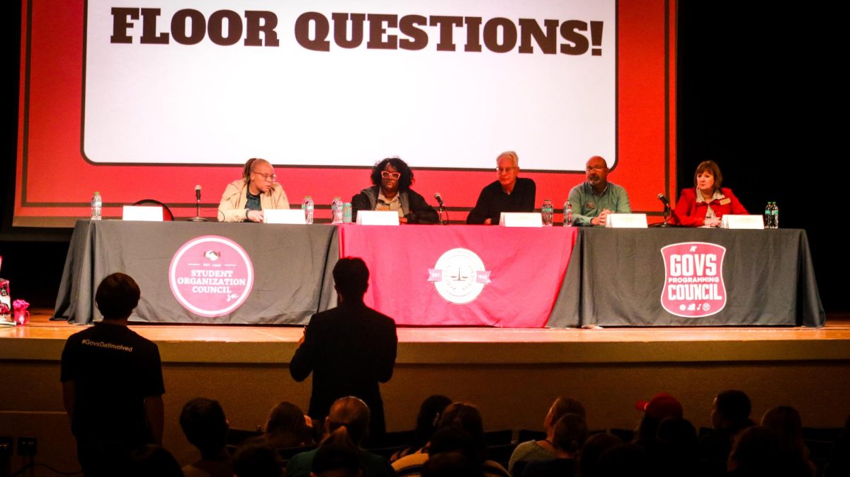 Austin Peay State University faculty and staff members Anja Shelton, Kim Morrow, Loretta Griffy, Michael Kasitz, and Andy Kean answered various questions from students at a town hall meeting Wednesday night.