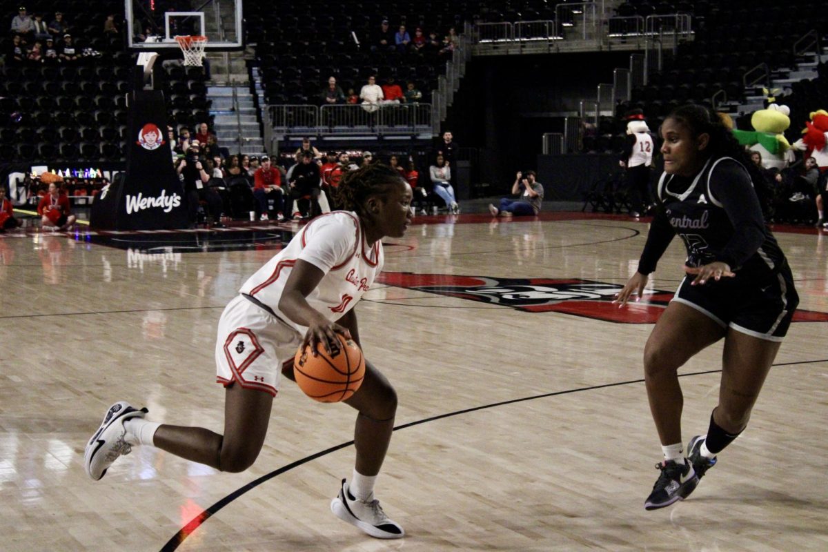 Austin Peay State University Sophomore guard La'Nya Foster drives in recent game action. On Saturday, the women's team lost to Central Arkansas 51-50 at the F&M Bank Arena.