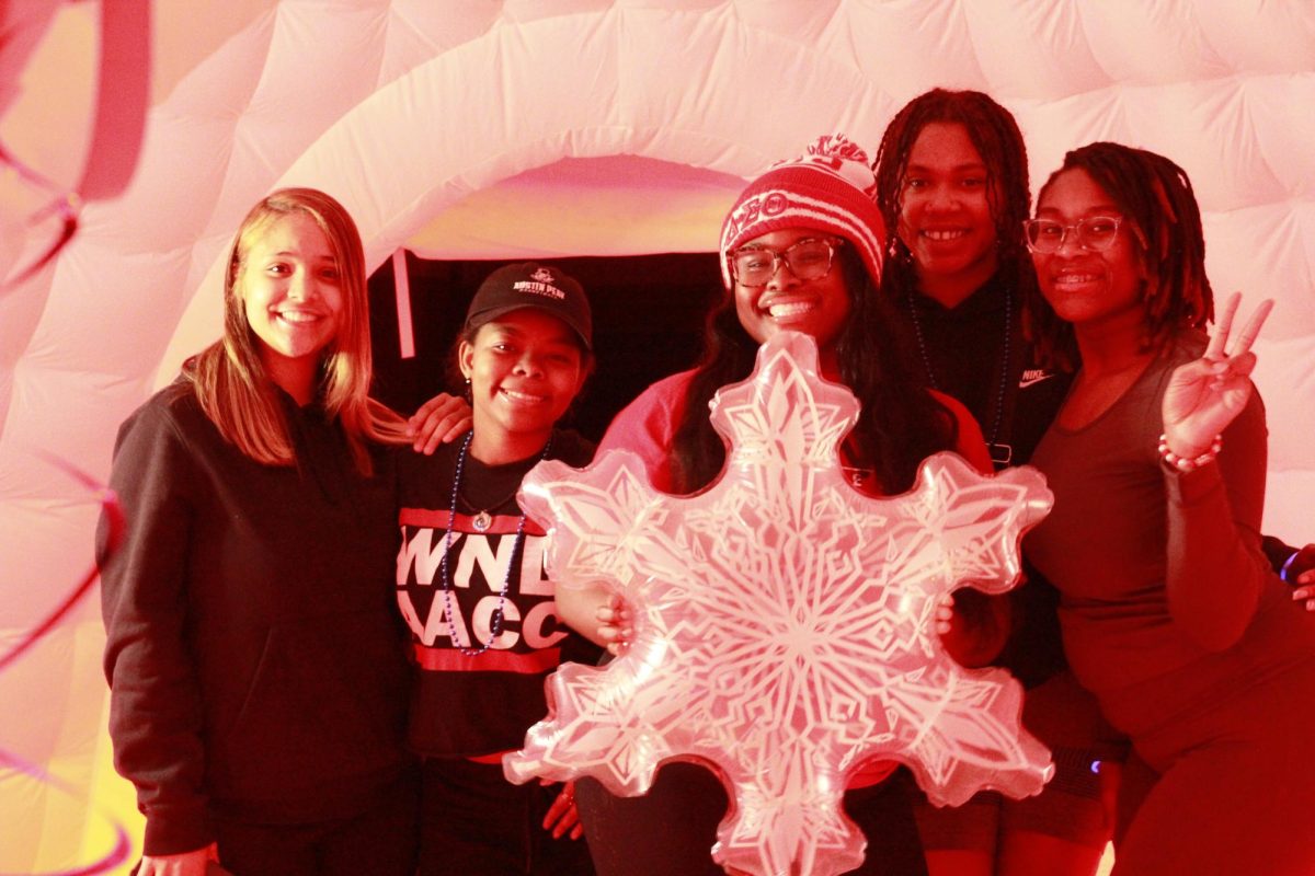 Austin Peay State University students posed for a selfie at the Red Barn Snowchella party on Jan. 31.