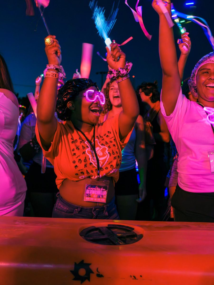 APSU student celebrating the kick off of a new semester during the 5th annual Glowchella festival held at Intramural Field Friday on Aug. 22, 2025.