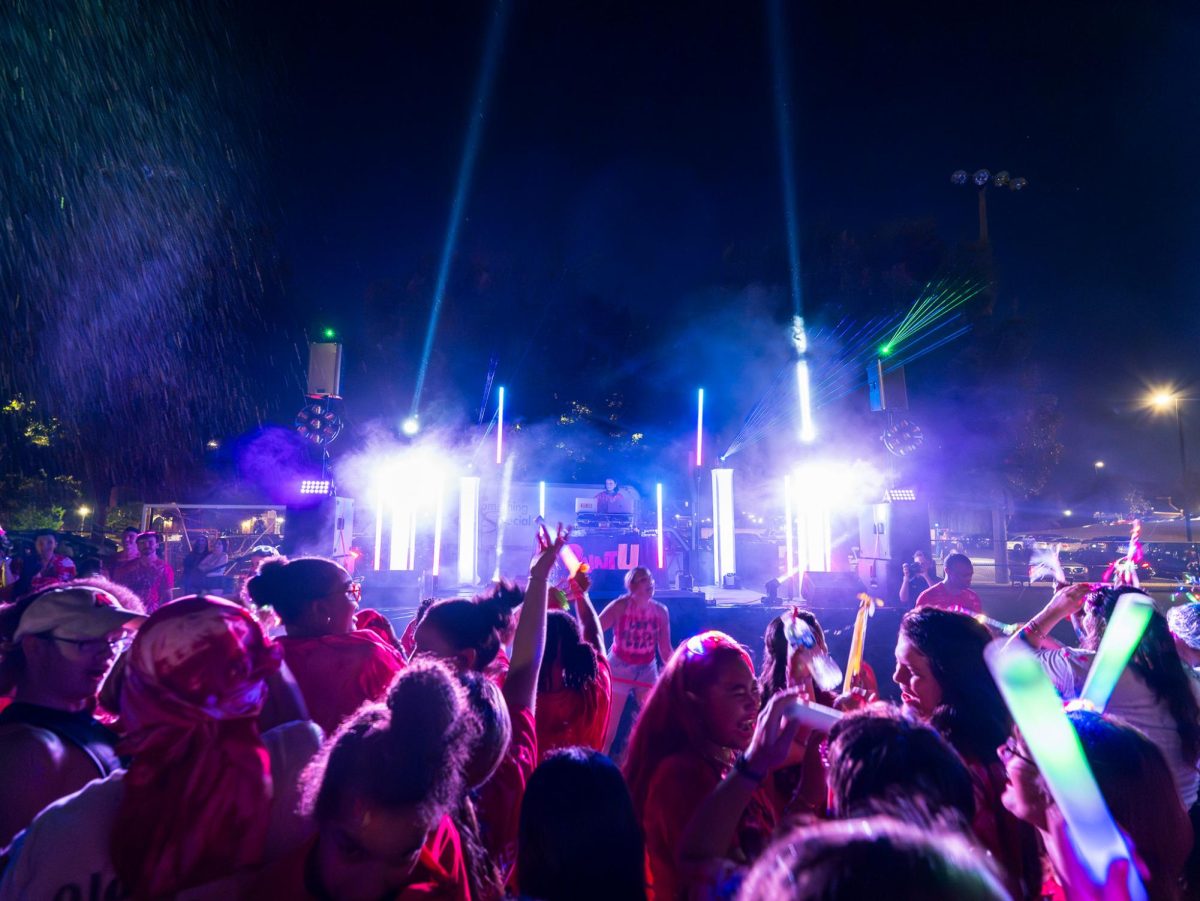 APSU students gather at the Intramural field to celebrate the 5th annual Glowchella event on Friday, Aug. 22, 2025.