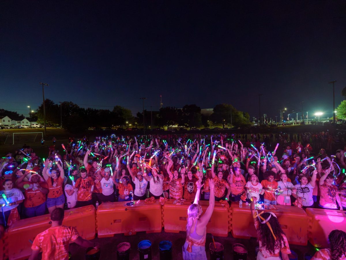 APSU students gather at the Intramural field to celebrate the 5th annual Glowchella event on Friday, Aug. 22, 2025.