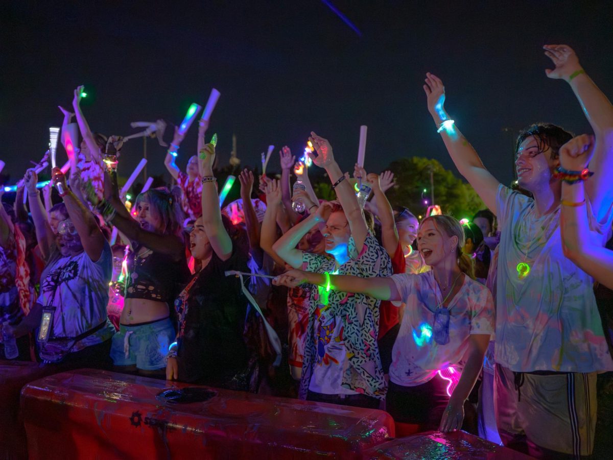 APSU students gather at the Intramural field to celebrate the 5th annual Glowchella event on Friday, Aug. 22, 2025.