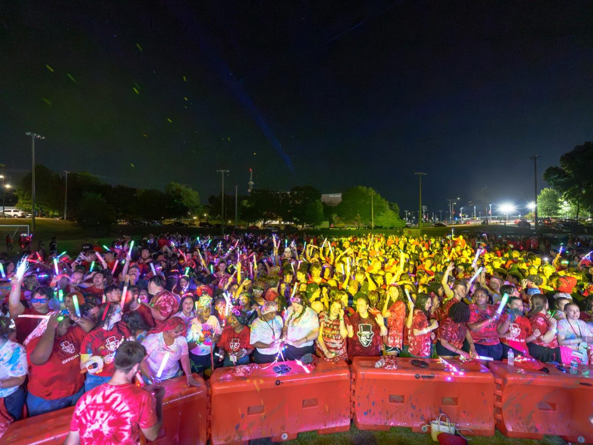 APSU students gather at the Intramural field to celebrate the 5th annual Glowchella event on Friday, Aug. 22, 2025.