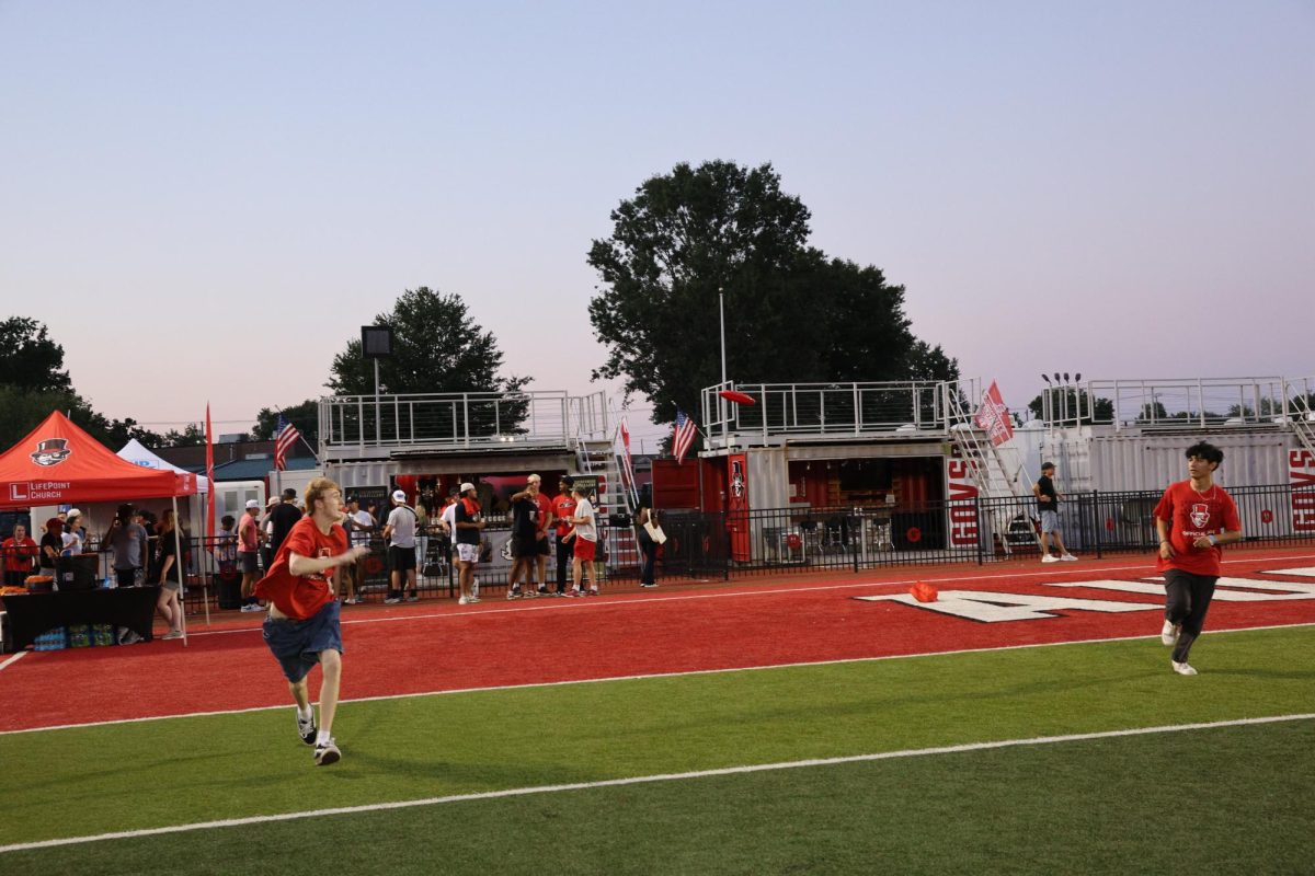 Two Austin Peay State University freshman played the frisbee at Govs Fest at Fortera Stadium on Aug. 22, 2025. 