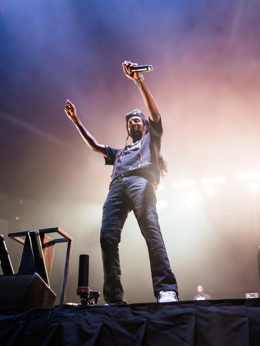 DJ Sosa hyping up the crowd before Boosie takes the stage to perform at the Peayple's Concert held in F&M Bank arena Sept. 26, 2025.