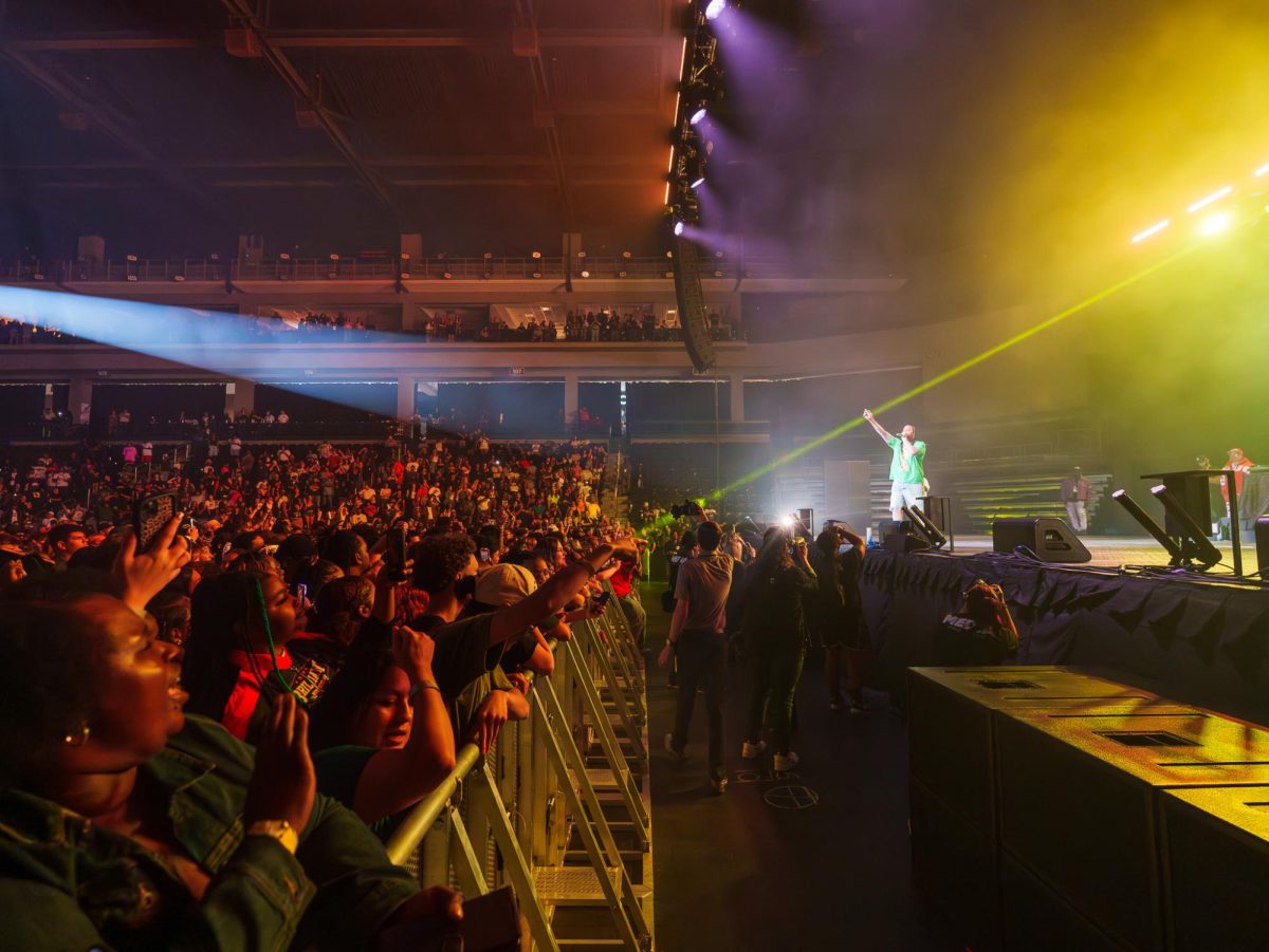 Waka Flocka performs in front of a packed crowd of Austin Peay students at the Peayple's Concert held in F&M Bank Arena Sept. 26, 2025.
