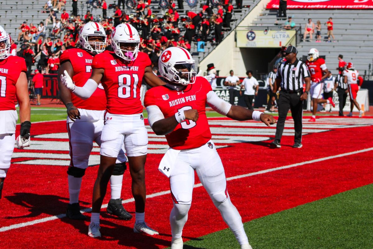 Chris Parson celebrating his rushing touchdown.