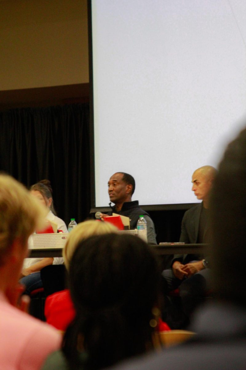 Firefighter and realtor Jimmy Terry Jr. answers questions during the PoliTalk panel at Austin Peay State University’s Morgan University Ballroom in Clarksville, Tenn., on Sept. 9, 2025
