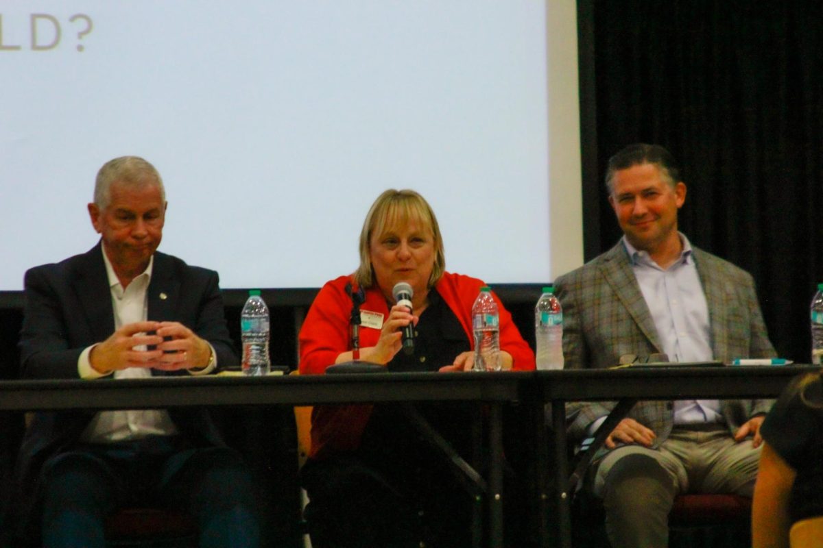 Dr. Carol Clark answers questions during the PoliTalk panel at the Morgan University Ballroom at Austin Peay State University in Clarksville, Tenn., on Sept. 9, 2025.