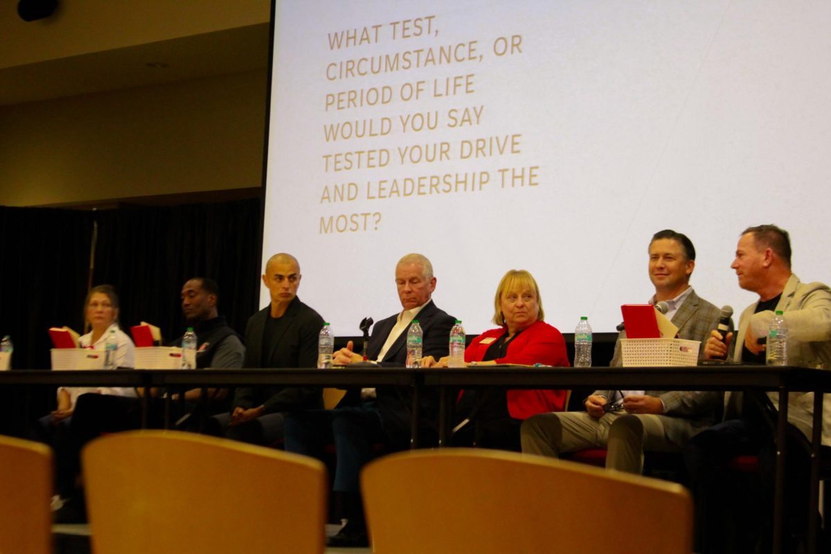Panelists answer questions from students during the PoliTalk event at the Morgan University Center Ballroom at Austin Peay State University on Sept. 9, 2025.