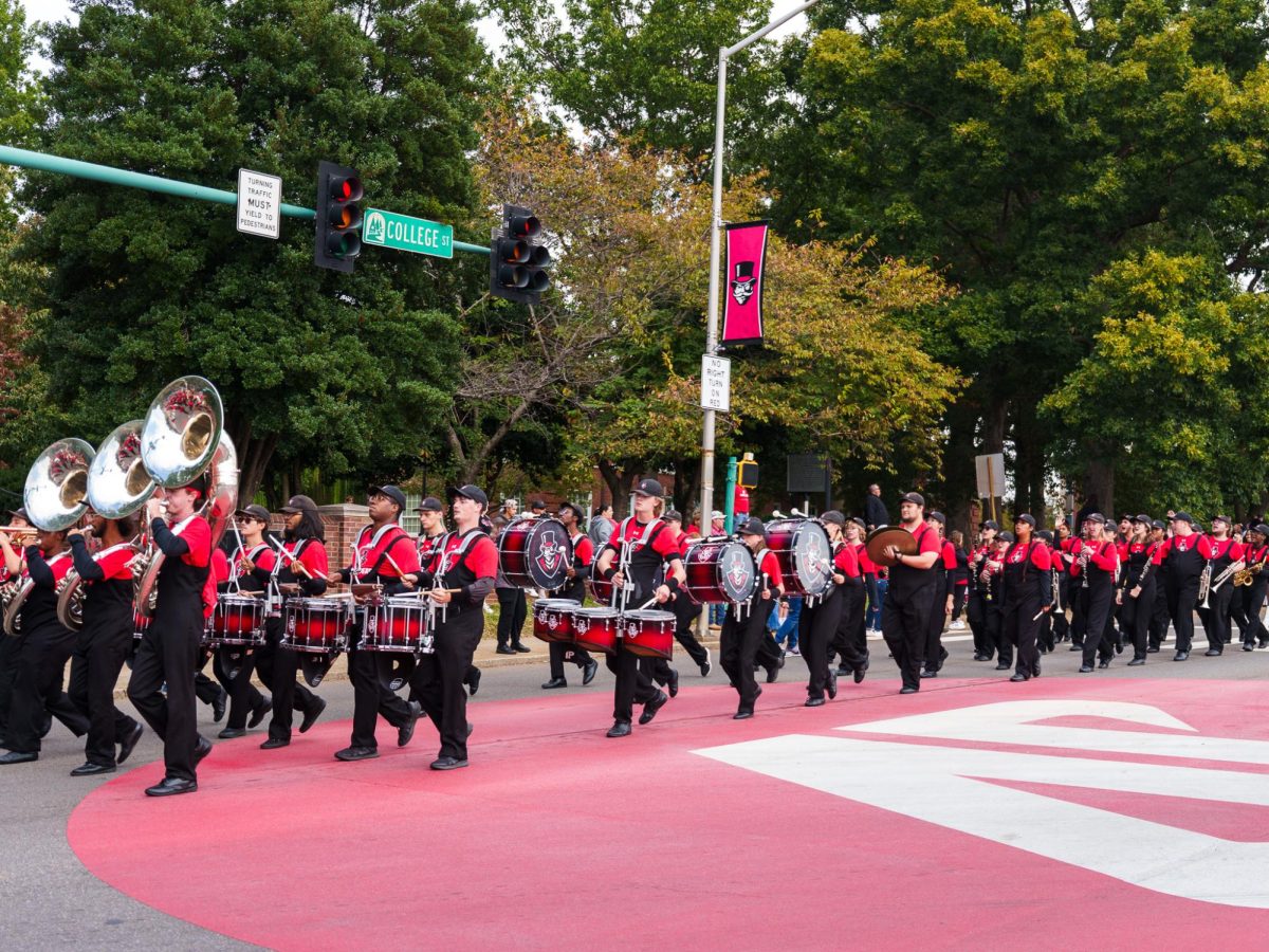 APSU Marching Govs participating in the 2025 homecoming parade October 25 2025 in Clarksville TN