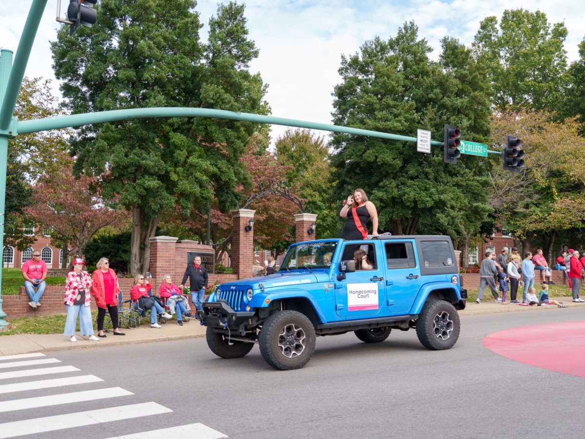 Homecoming court candidate participating in the 2025 homecoming parade October 25 2025 in Clarksville TN 