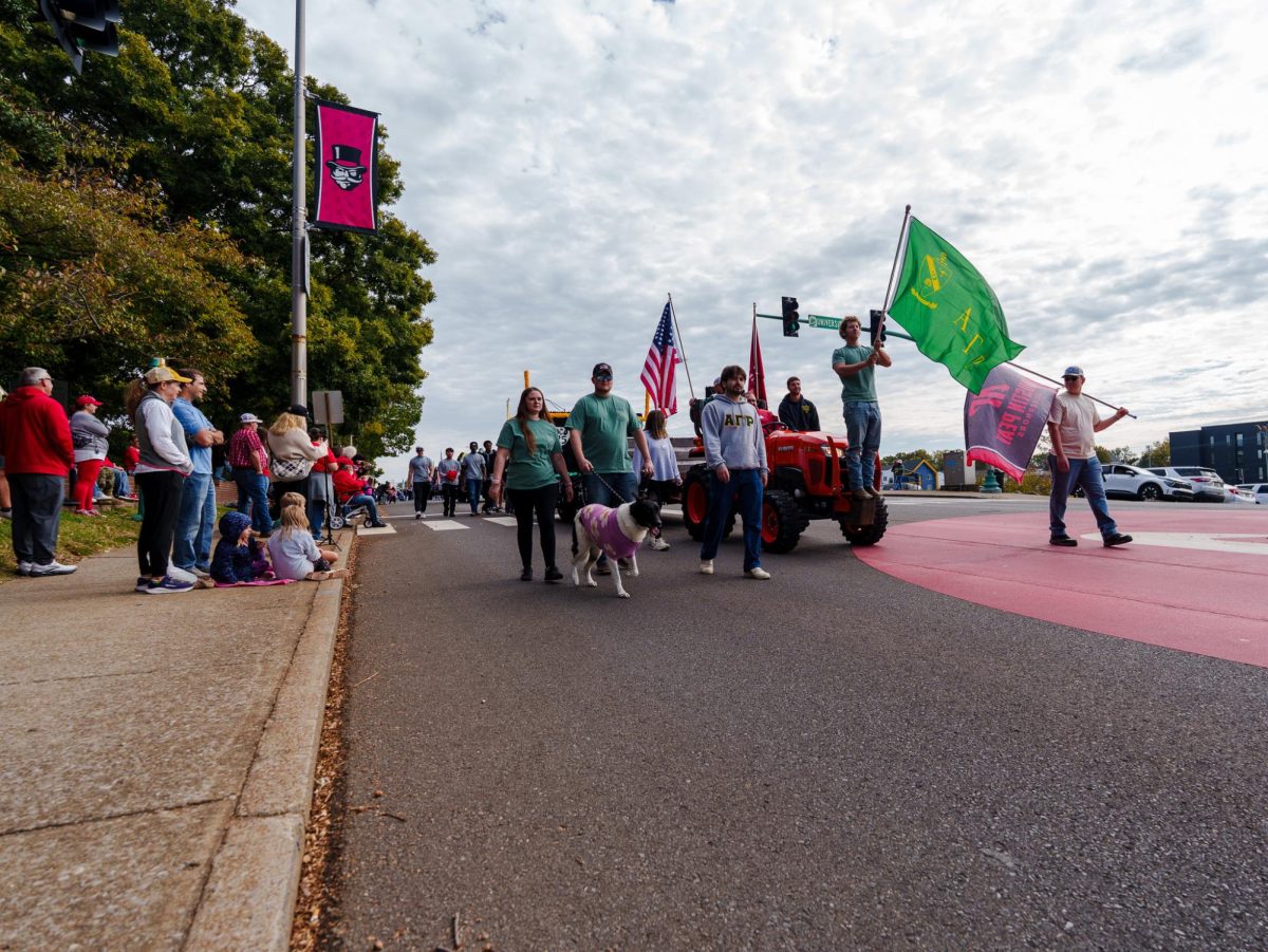 APSU fraternity ATP participates in the 2025 homecoming parade October 25 2025 in Clarksville TN