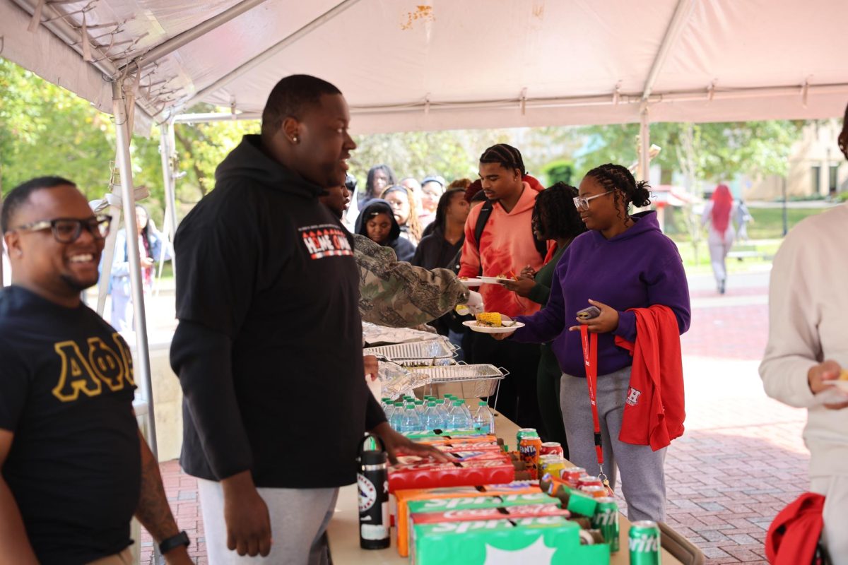 Austin Peay State University students are enjoying the Homecoming Bash in the MUC Plaza on Oct. 24, 2025.