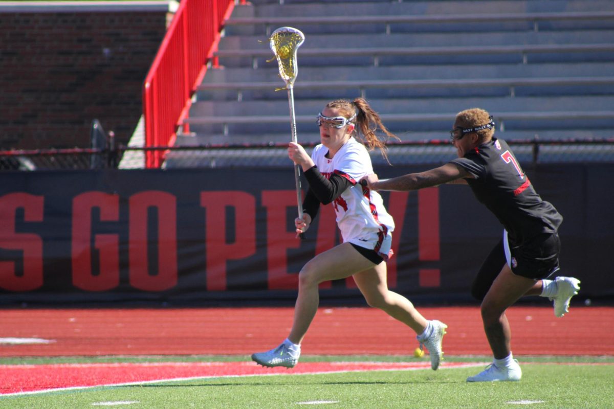 Samantha Houttekier evades a Gardner-Webb defender to attack the goal during Austin Peay's 15-14 win against Gardner-Webb on Saturday, Feb. 7, 2026.