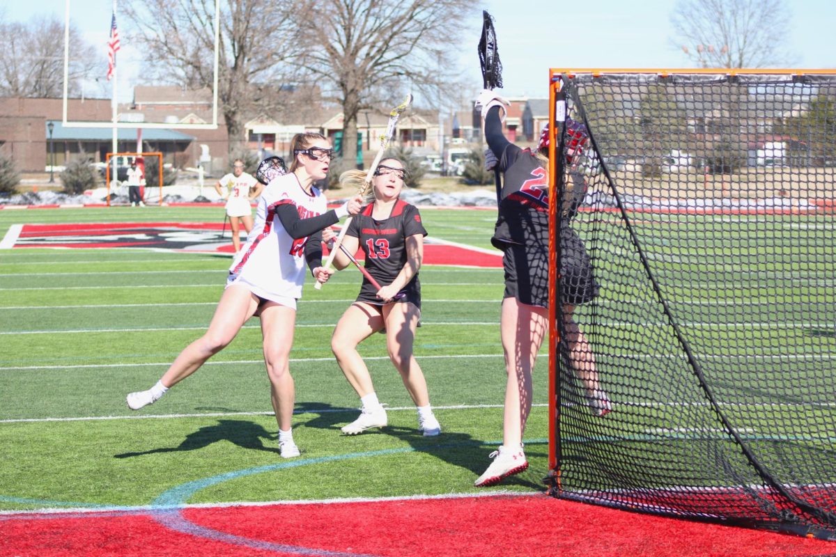 Kayla Hobday shoots the ball right past the Gardner-Webb goalie to score during Austin Peay's 15-14 win against Gardner-Webb on Saturday, Feb. 7, 2026.