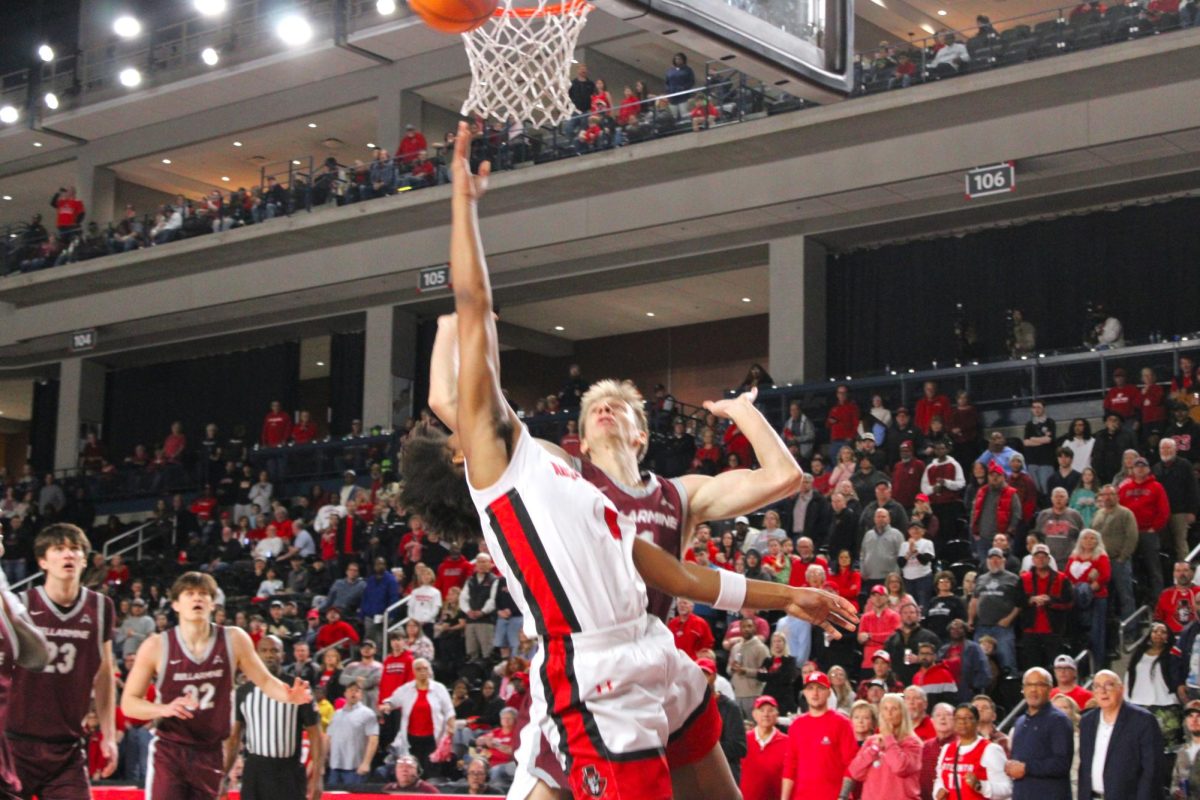 Zyree Collins shoots a layup during Austin Peay’s 90–70 win over Bellarmine on Feb. 14, 2026.