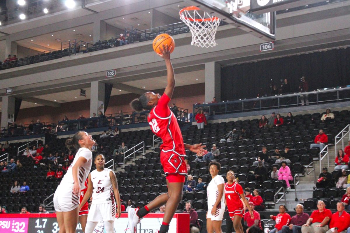Anovia Sheals goes up for two in Austin Peay's 67-54 loss to Eastern Kentucky on Feb. 25, 2026.