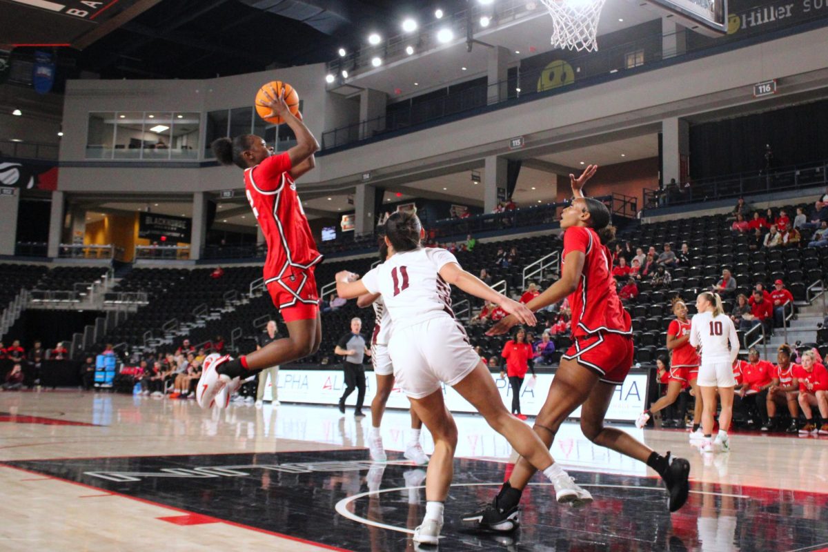 Anovia Sheals jumps up for two in Austin Peay's 67-54 loss to Eastern Kentucky on Feb. 25, 2026.