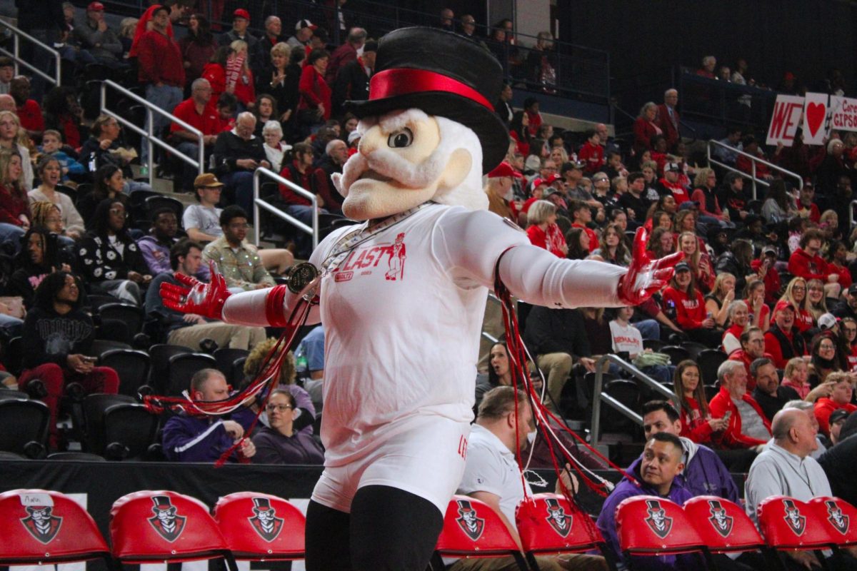 The Austin Peay Governor hypes up the crowd during a 93-88 loss to Central Arkansas on Feb. 25, 2026.