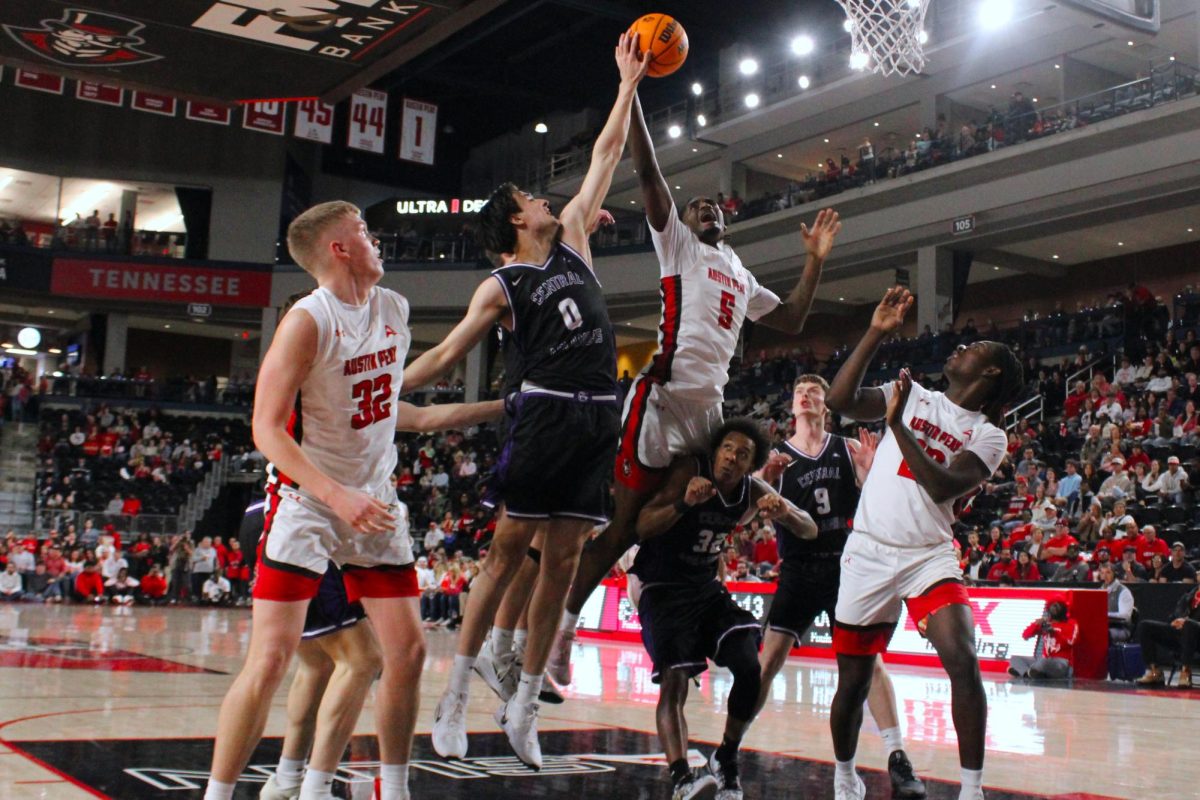Rashaud Marshall fights for a rebound in Austin Peay's 93-88 loss to Central Arkansas on Feb. 25, 2026.