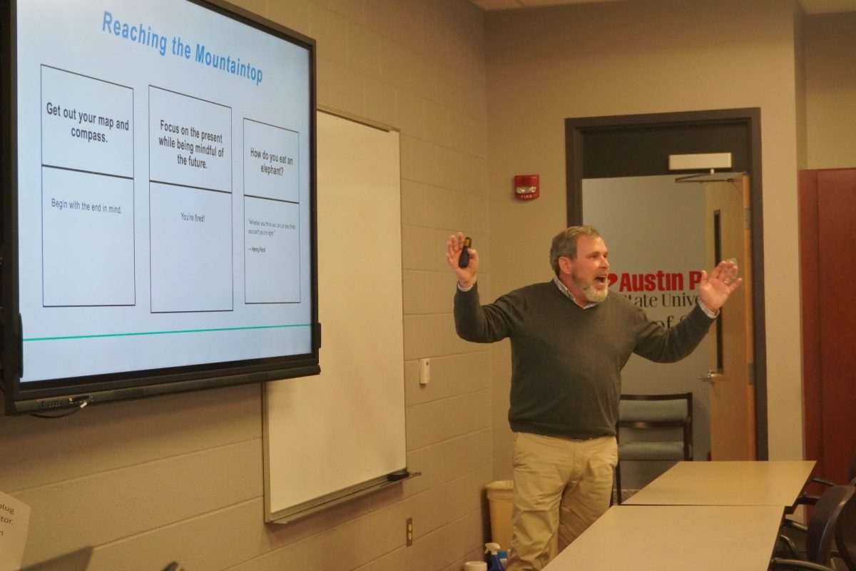 John M. Bowman speaking at the Math and Stat Industry Seminar Kick-off Feb 11, 2026