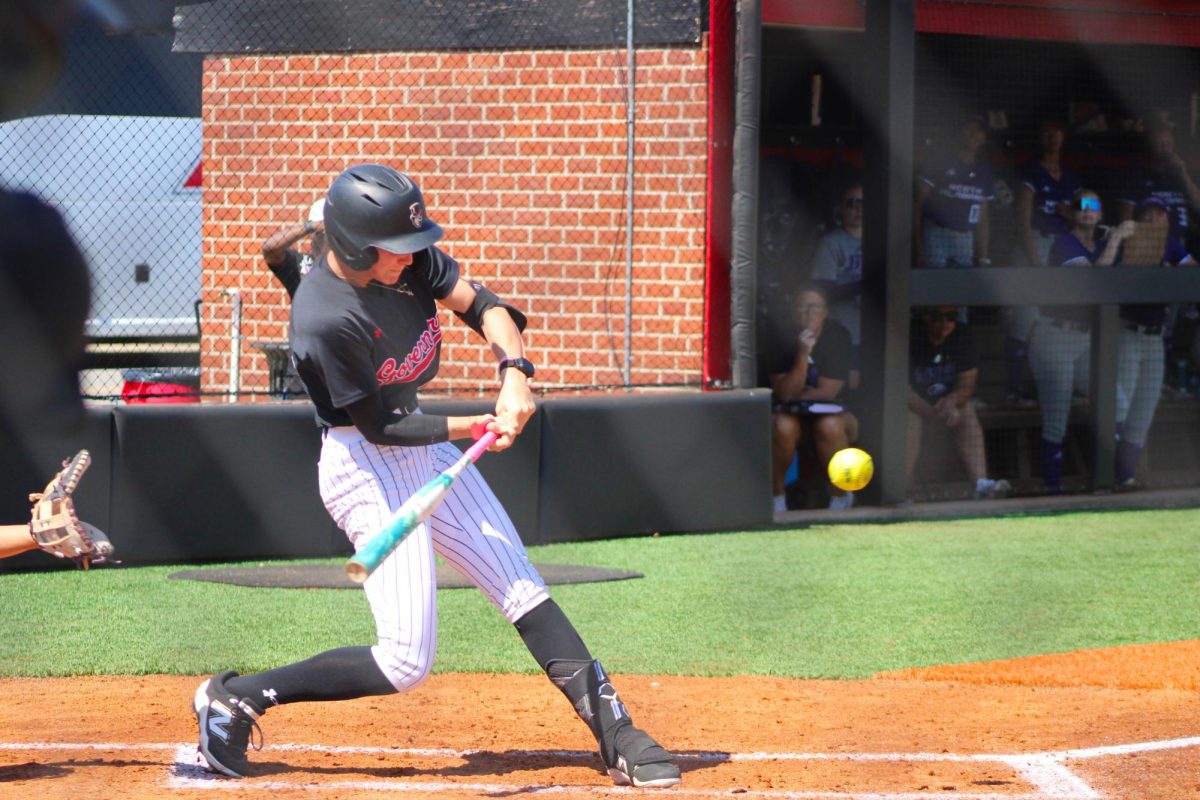 Austin Peay State University junior Brie Howard bats during a 5-4 loss to the University of North Alabama on Sunday, March 22, at Cathi Maynard Park.