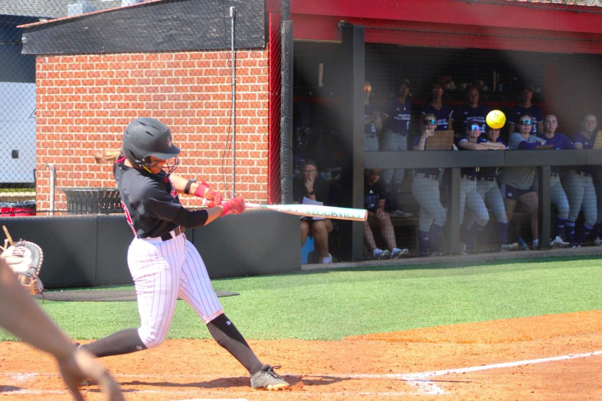 Austin Peay State University freshman Ashlyn Graklanoff bats during a 5-4 loss to the University of North Alabama on Sunday, March 22, at Cathi Maynard Park.