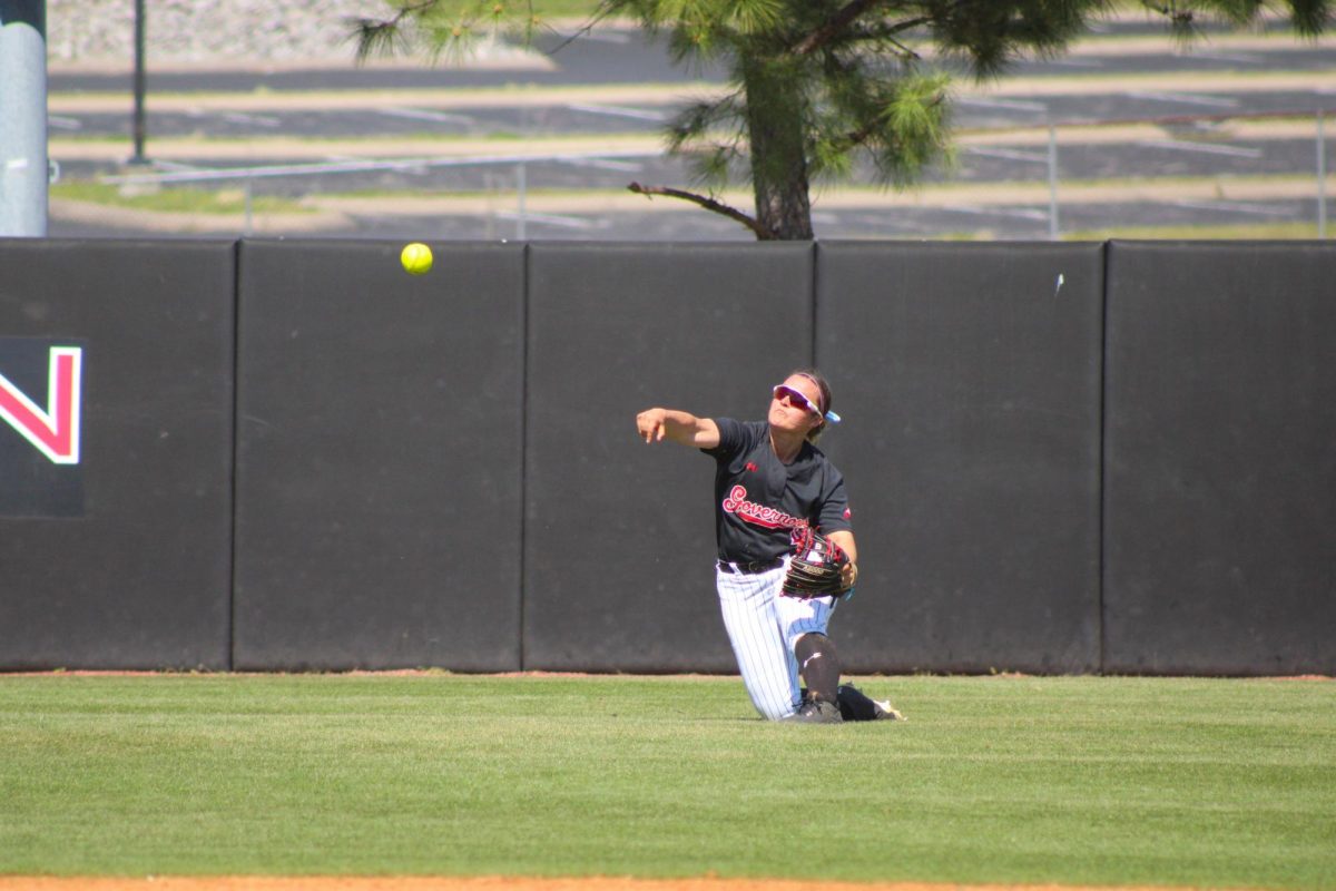 Austin Peay State University senior Emilee Baker fields the ball during a 5-4 loss to the University of North Alabama on Sunday, March 22, at Cathi Maynard Park.