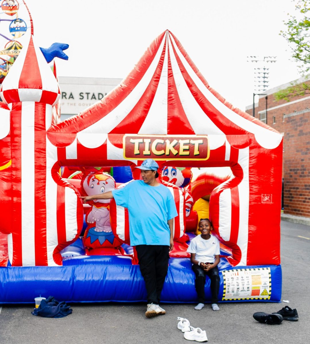 Austin Peay State University carnival attendees enjoy an inflatable fun house during the Springtacular carnival, Saturday, April 11, at the Fortera Stadium parking lot, hosted by the Office of Student Life and Engagement and the Student Government Association.