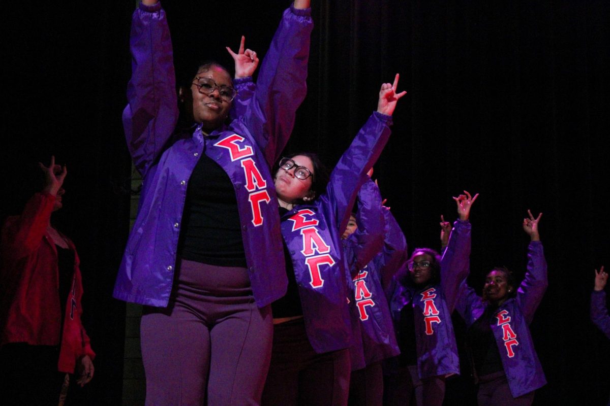 New members of the Associate Chapter of Sigma Lambda Gamma Sorority, Inc. stroll together after their reveal Friday night, April 18, 2026.