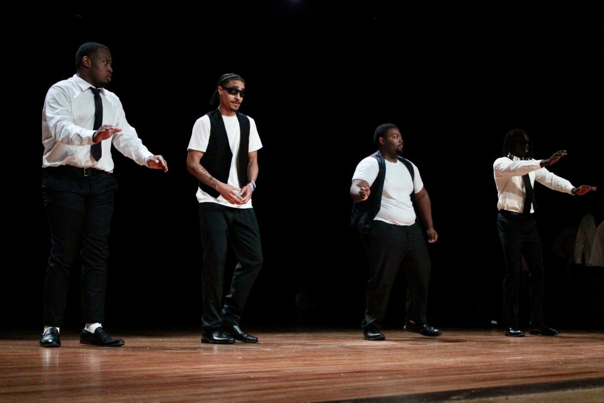 Alpha Rho chapter of Phi Beta Sigma members dance during the slow round of the NPHC Stroll Off on Friday, April 24, 2026.