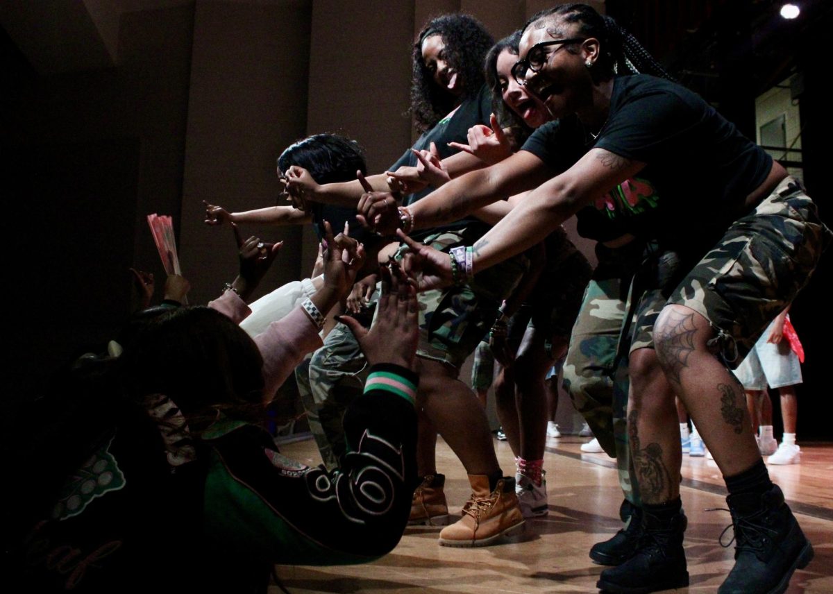 Kappa Rho chapter of Alpha Kappa Alpha members celebrate after being announced winners of the NPHC Stroll Off on Friday, April 24, 2026.