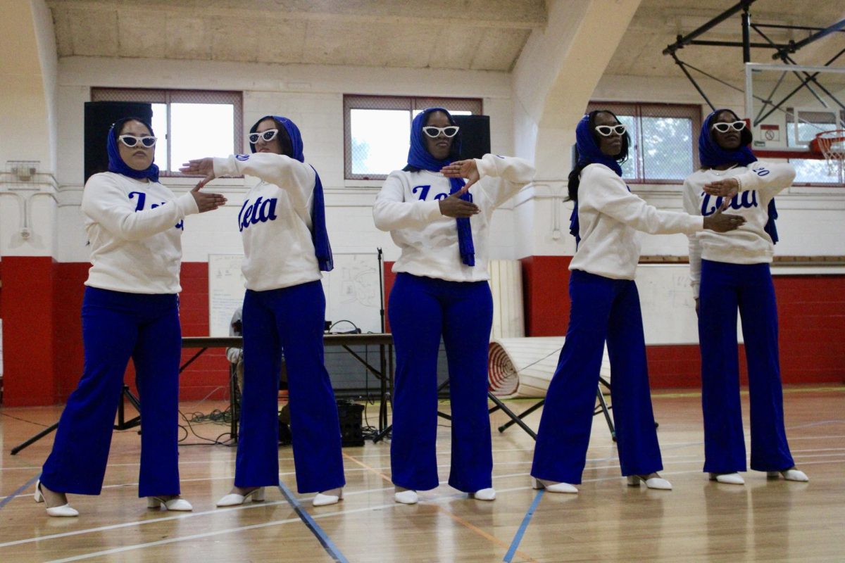 New members of the Gamma Nu chapter of Zeta Phi Beta Sorority, Inc. hold up “Z’s” during their show on Monday, April 27, 2026.